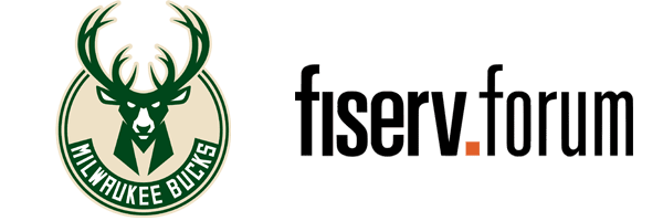 Bucks and Fiserv forum logos